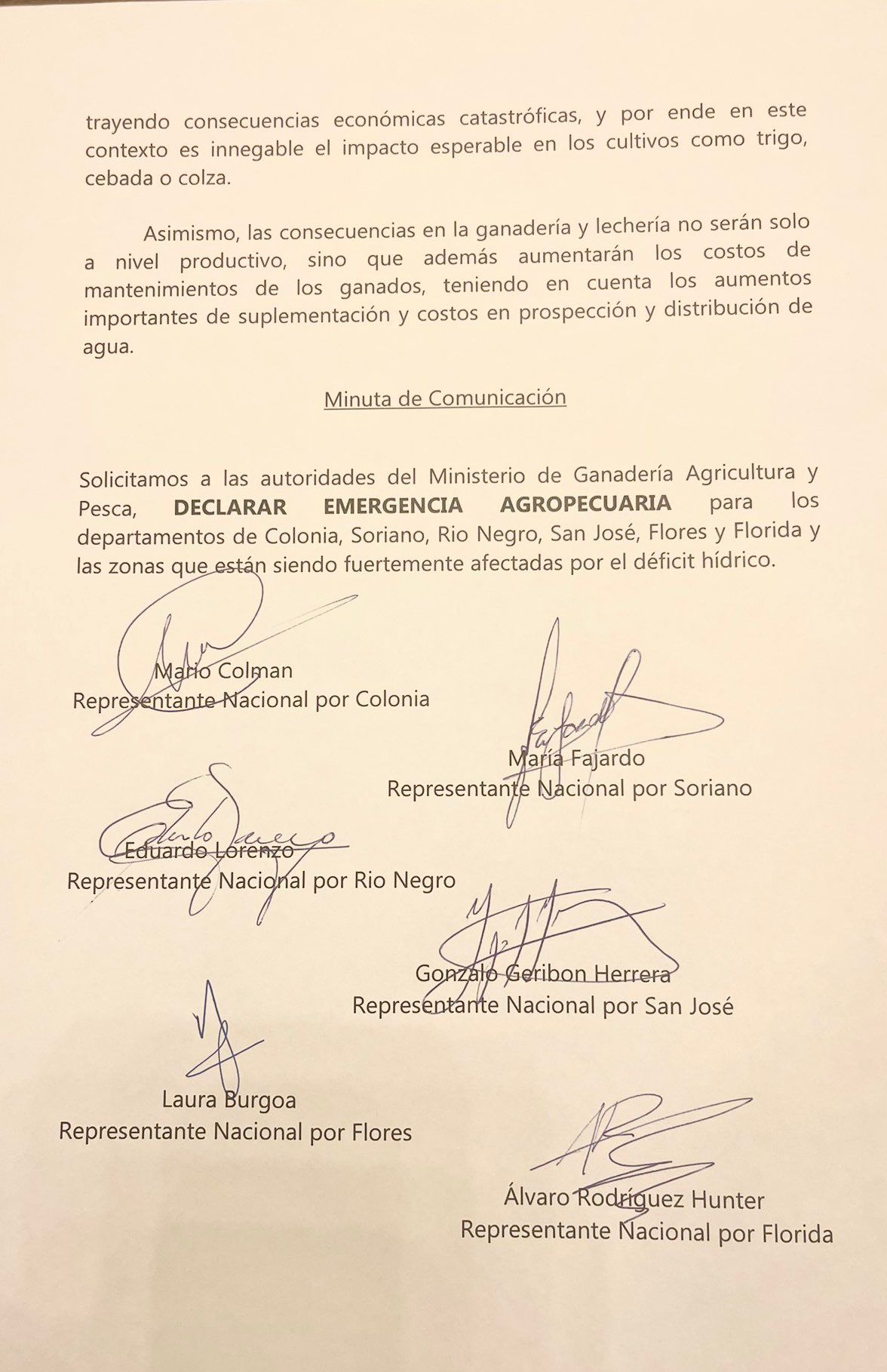 Solicitan al MGAP declaración de Emergencia Agropecuaria para Florida y 5 departamentos más. 2