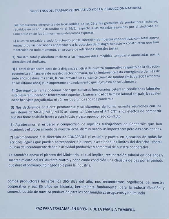 comunicado de los 29