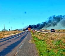 Camión se incendió en zona de Goñi