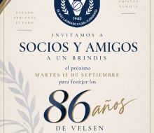 Velsen celebra sus 86 años con un brindis abierto a socios y amigos  