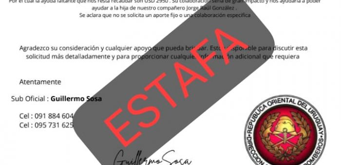 Alerta por estafa a nombre de Bomberos de Florida