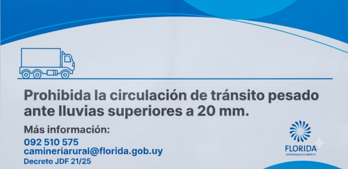 Nuevamente se suspende la circulación de tránsito pesado en la caminería rural de Florida por condiciones climáticas