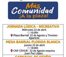 “Más Comunidad ¡A la plaza!”: MIDES Florida difundió las próximas actividades