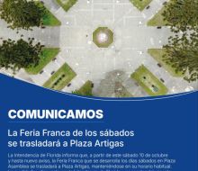 Feria Franca de los sábados se traslada a Plaza Artigas