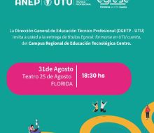 Este lunes entrega de títulos del programa «Egresé» de UTU en Florida 