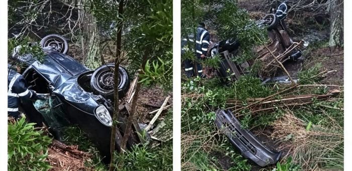 Vuelco de auto en Ruta 56