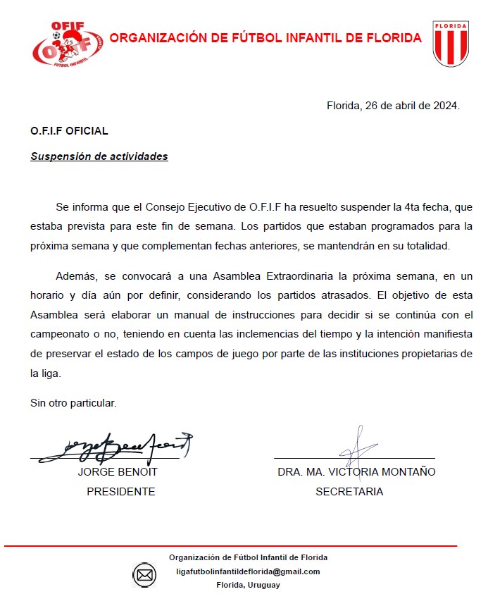 comunicado de baby futbol suspension