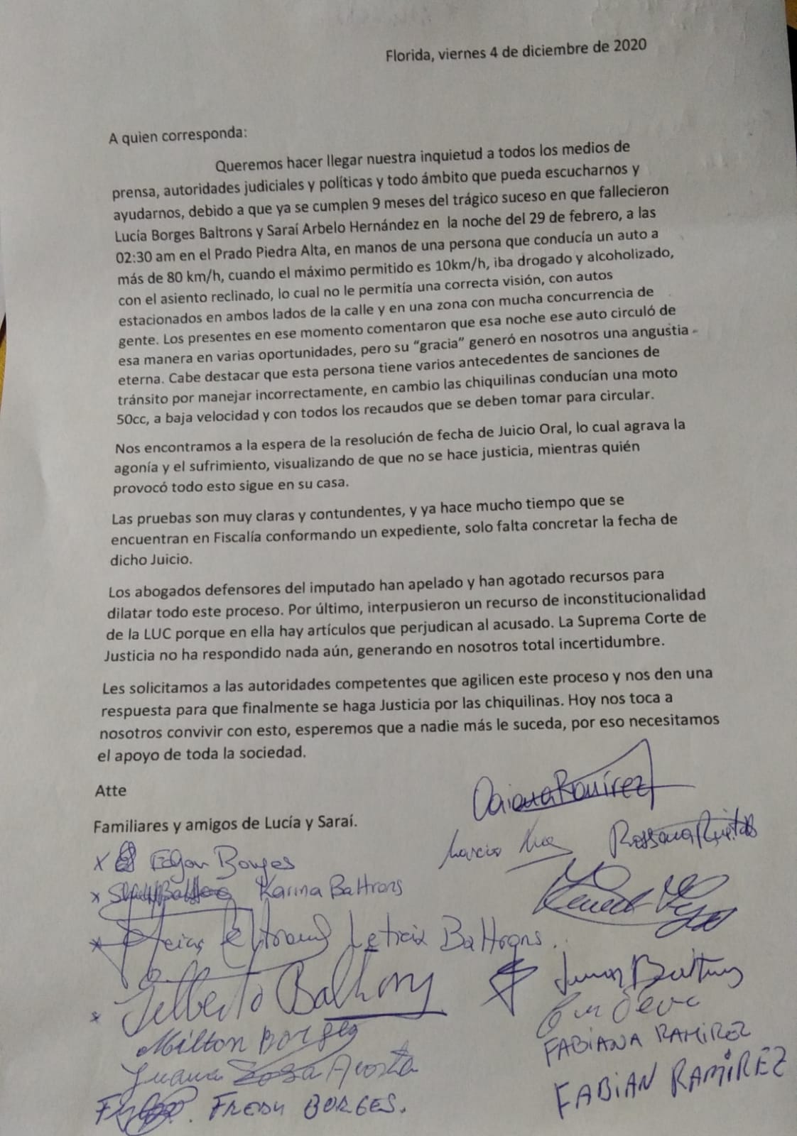 CARTA LUCIA Y SARAI
