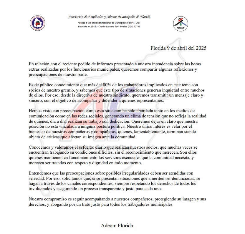 COMUNICADO ADEOM 9 4 25