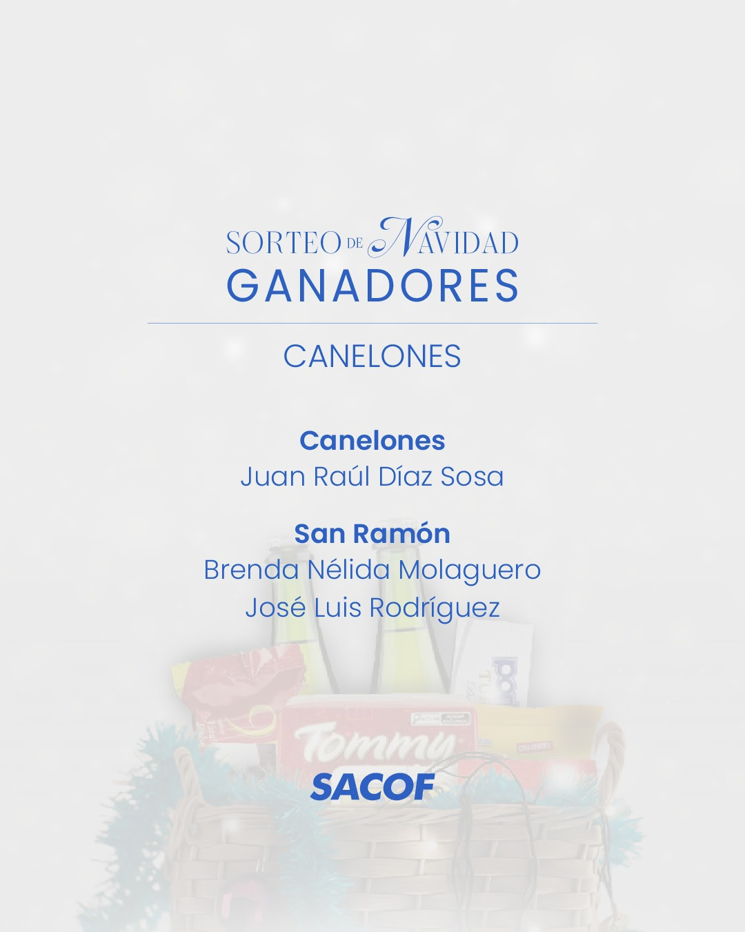 Ganadores de las Canastas Navideñas de SACOF 2
