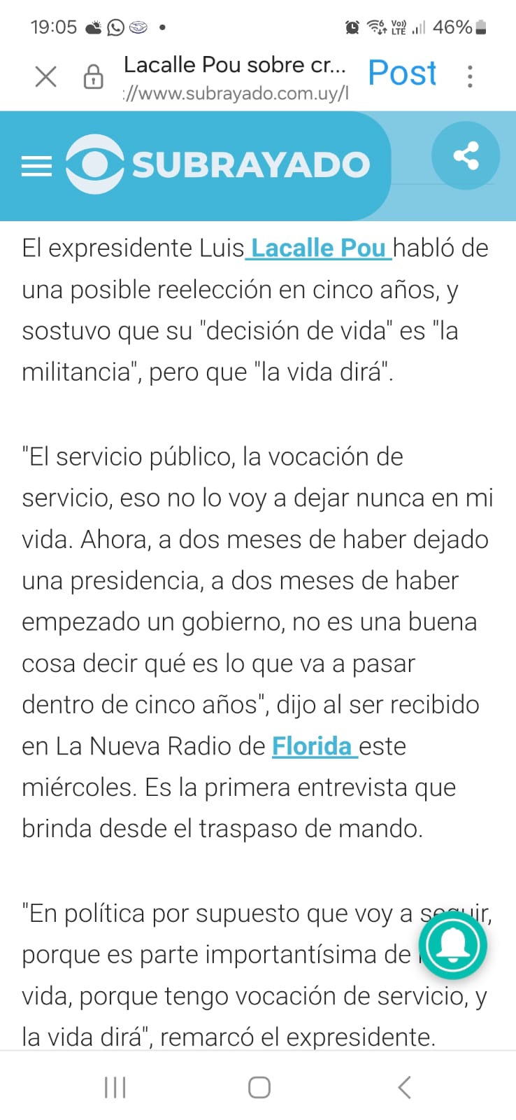 subrayado lacalle pou en florida